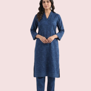 Blue Short Sleeve Cotton Kurta