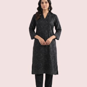 Black Short Sleeve Cotton Kurta