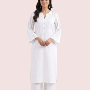 White Short Sleeve Cotton Kurta