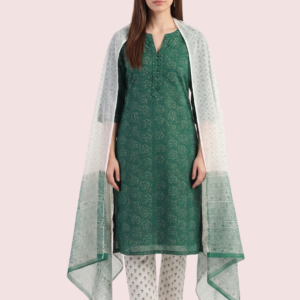 Green Colored Kota Doria Suit Set