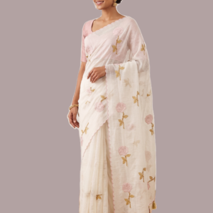Appliqued worked Kota silk-cotton saree