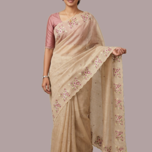 Kota silk saree with cutwork embroidery