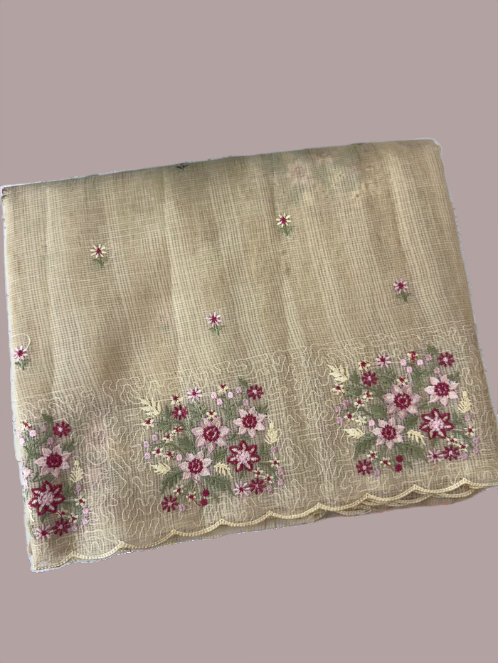 Kota silk saree with cutwork embroidery - Image 4