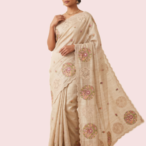 Kota Line Silk Saree (Applique Work)