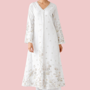 Elegant Printed White Cotton Kurta